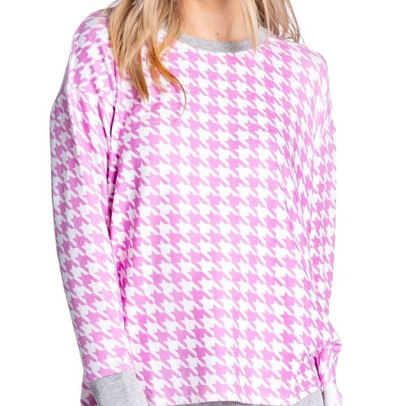 PJ Salvage Houndstooth Crewneck Long Sleeve Pullover Top sz M NWT - Picture 1 of 7